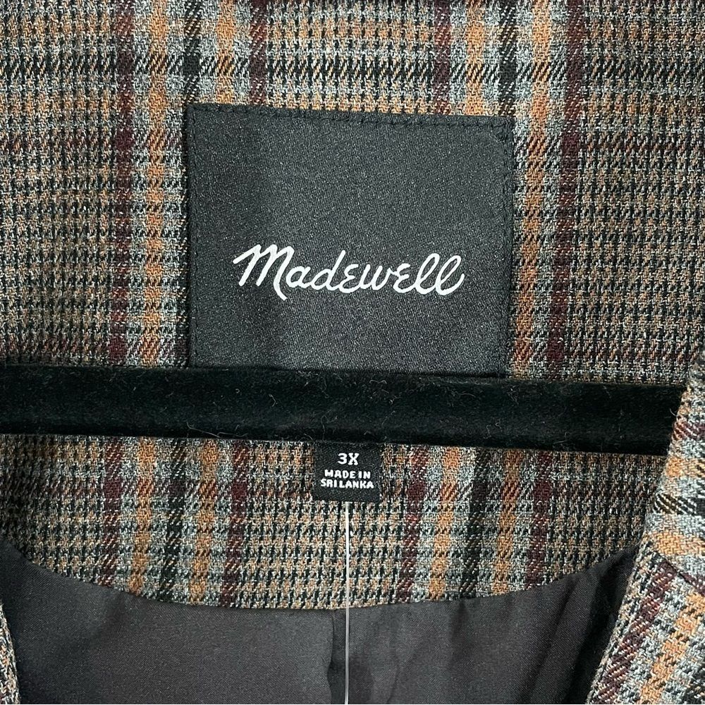Madewell Women Plus Size Brown Plaid Blazer - 3X - NWT - Picture 6 of 10